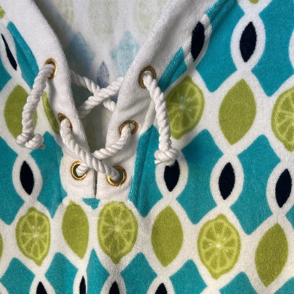 Vineyard Vines Terry Coverup Tunic Dress Top Shirt Lime Argyle L VV - Picture 3 of 6